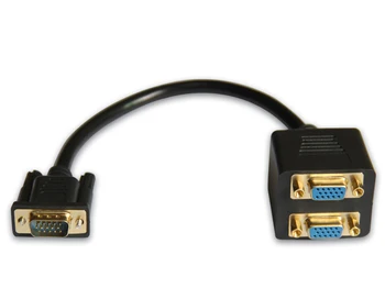 RGB VGA SVGA Moški 2 VGA HD 15 Ženski Splitter Adapter vga ena vrata za dva Adapterja podaljšek Kabla Črna