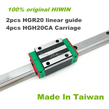 Prvotne HIWIN 2pcs HGR20 200 300 400 500 600 mm Linearni Guide rail + 4pcs HGH20CA HIWIN Prevoz za cnc deli