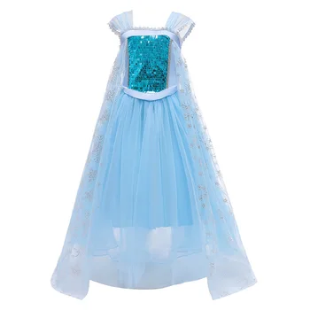 Novo Zamrznjene sequined princesa obleko Elsa fazi noša stranka obleko otrok obrabe, dekleta obleke