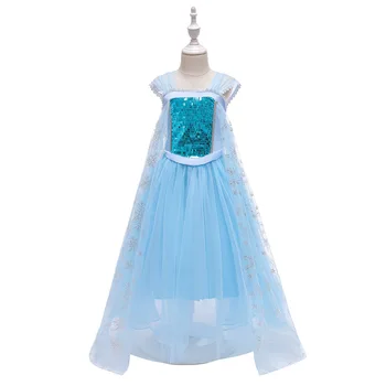 Novo Zamrznjene sequined princesa obleko Elsa fazi noša stranka obleko otrok obrabe, dekleta obleke