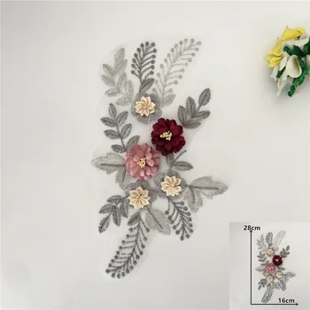 Novo prišli 3D cvet Vezenje Aplicirano Šivanje Čipke Ovratnik DIY Nosorogovo Čipke Tkanine Izrez Pribor za Oblačila YL1865