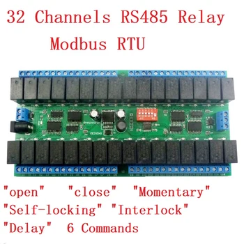 R421C32 DC12V 32 Kanalov Modbus RTU RS485 Avtobus Rele Modul UART Serijska Vrata Odbor za PLC LED Avtomatizacijo Doma Zaklepanje Vrat