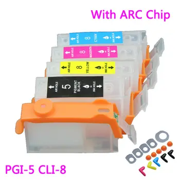 UP 5sets PGI5 CLI8 Ponovno črnilom Kartuše, združljive za ip4200 ip4300 500 4500x 5200 5200R 5300 ip3300 iX5000 MP500 z ARC čipom