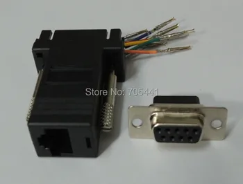 10pcs/veliko Brezplačna Dostava Visoke kakovosti RS232 RS-232 DB9 9pin, da RJ45 Ženski konektor Adapter črn
