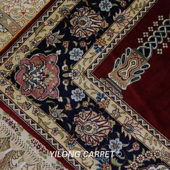 Yilong 3.5'x5' perzijski svile molitev preprogo vijolično ročno izdelan vrhunsko ročno molitev preprogo (TJ106A)