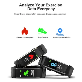 Šport Pametna Zapestnica Krvnega Tlaka, Srčnega utripa, števec korakov Ip67 Nepremočljiva Smart Band Pazi Za Android IOS
