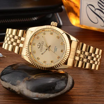 Nove moške Krog iz nerjavečega jekla watch plima moške electroplated zlato moške gledajo modni trend velikih watch ploščo moške watch ura