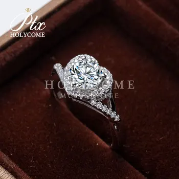 925 sterling srebrni prstan Veleprodajna cena fancy bela okrogli rez srce oblika strokovne moisanite nakit proizvajalec
