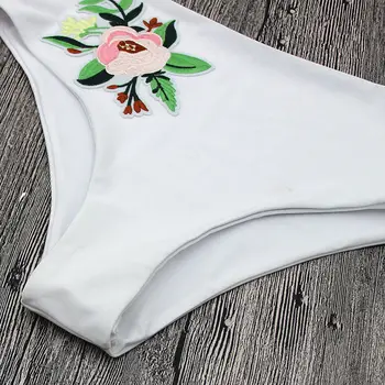 2018 Rose Cvet Vezenje Bikini Komplet Brazilski Push-Up Oblazinjeni Kopalke, Kopalke Seksi Ženske Kopalke Plažo