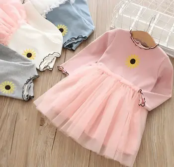Otrok nositi 2018 poletje novo šivanje gaza tutu obleko oblak vezene dekle obleko baby girl obleke