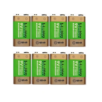 8pcs/veliko Vroče prodaje 800mAh lithium ion baterija 9 V baterija za polnjenje za smoke detector brezžični mikrofon