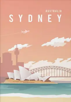 Retro Sydney Opera House, Avstralija Umetnosti tiskanja Svile plakat Doma Stenski Dekor