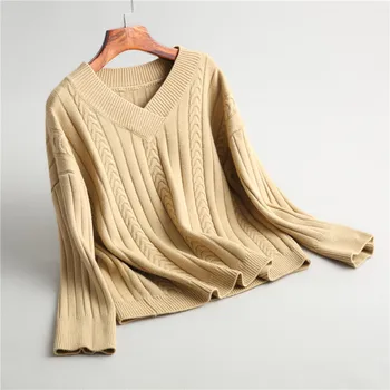 2020 korejska različica proti-vrat barva twist puloverju pulover dolgo sleeved debelo visoke kakovosti pulover jeseni in pozimi
