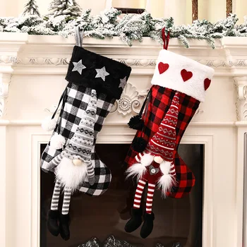 Čezmejno 2020 proizvajalca nove rdeče in črno polje Božične nogavice Božični dan dekoracijo darilo vrečko dekoracijo