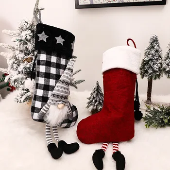 Čezmejno 2020 proizvajalca nove rdeče in črno polje Božične nogavice Božični dan dekoracijo darilo vrečko dekoracijo