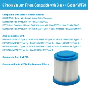 7 Paketi VPF20 Zamenjava Filtrov Smartech Pet Litij-2-V-1 Akumulatorski Palico sesalnik Dodatki Filter