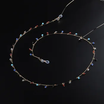 Vroče Moda, preprosta, barvita kristalno ročno verigo očala vrv anti-izguba kovinskih očal verige
