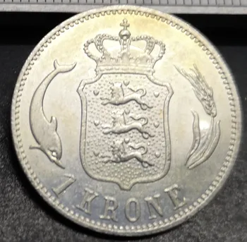 1898 Danska 1 Krone-Krščanska IX Silver Plated Kopijo Kovanec je UNC