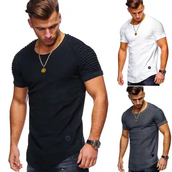 7391-Poletne moške kratke oplaščeni T-shirt dno majica Britanski stil moška oblačila