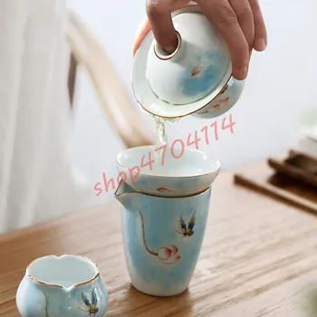 Sladko belo steklom ročno poslikane keramike, kape sklede, Kitajski slog čajne skodelice, vrhunsko obrt, čaj slovesnosti dobave