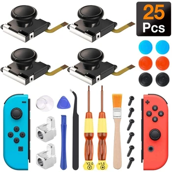 (4 Pack) 3D Analogna Palica Popravilo Kit za Nintendo Stikalo Veselje Con s Kovinske Sponke/Izvijač/Thumbstick Prijemala
