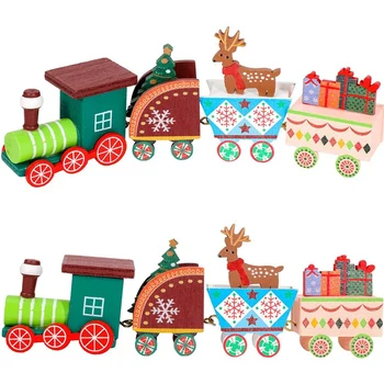 Leseni Vlak Božični Okras Božično Darilo Vlak Nastavite Leseni Vlak Model Vozila, Novo Leto, Božič Igrače za Otroke
