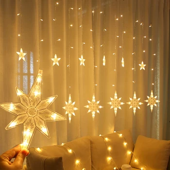 Niz Luči LED Bakrene Žice Star Zavese Lučka Pravljice Za Razsvetljavo na Prostem, Poroke, Božični Okraski, 220v EU Plug Garland