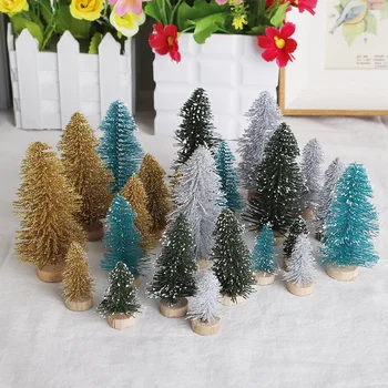 24pcs Vlaken Sisala Mini Božično Drevo 4 Barve, Sneg, Zmrzal Majhne Borovih DIY Obrti Namizno Dekoracijo Božični Okraski