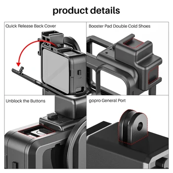 Za GoPro Hero Black 9 Kletko Plastični Okvir Primeru Zaščitno Ohišje Hladno Čevelj Nosilec Filtra 52 mm Adapter Ring za gopro 9 Pribor